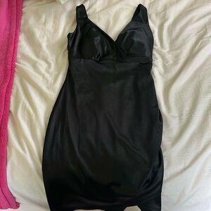 Honey and Rosie Black silk mini v-neck dress